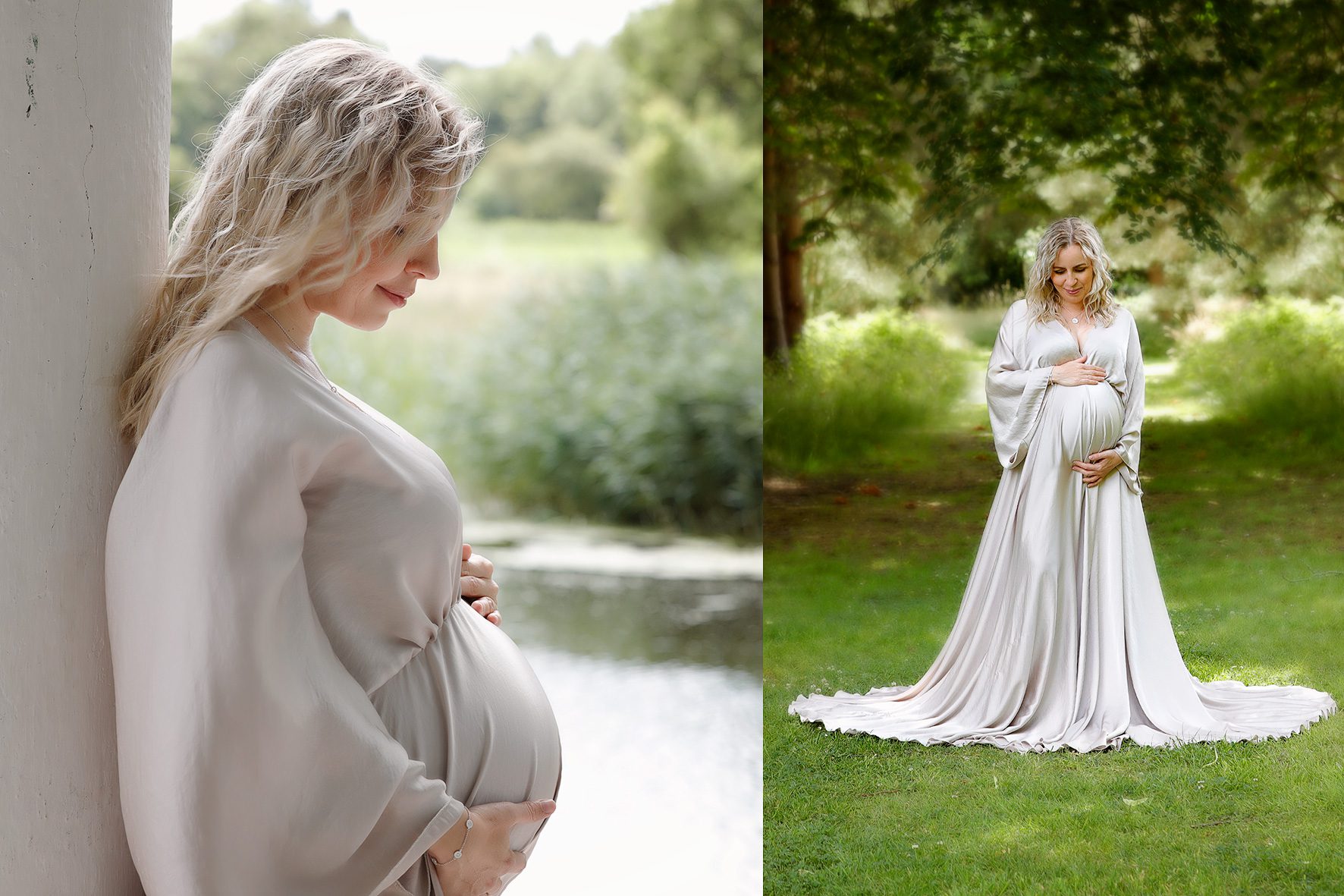 kjole til gravid fotografering kvinde i solgaardsparken fotograf mette lyck