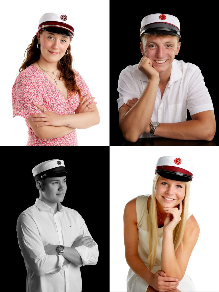 collage af fire studenter